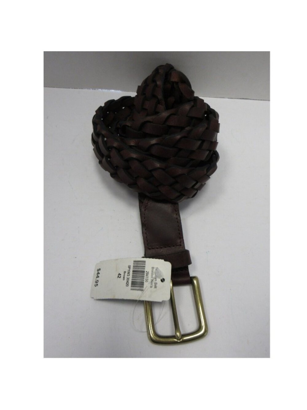LL Bean Belt 42 1912 Jean Genuine Leather Braided Woven Buckle NEW